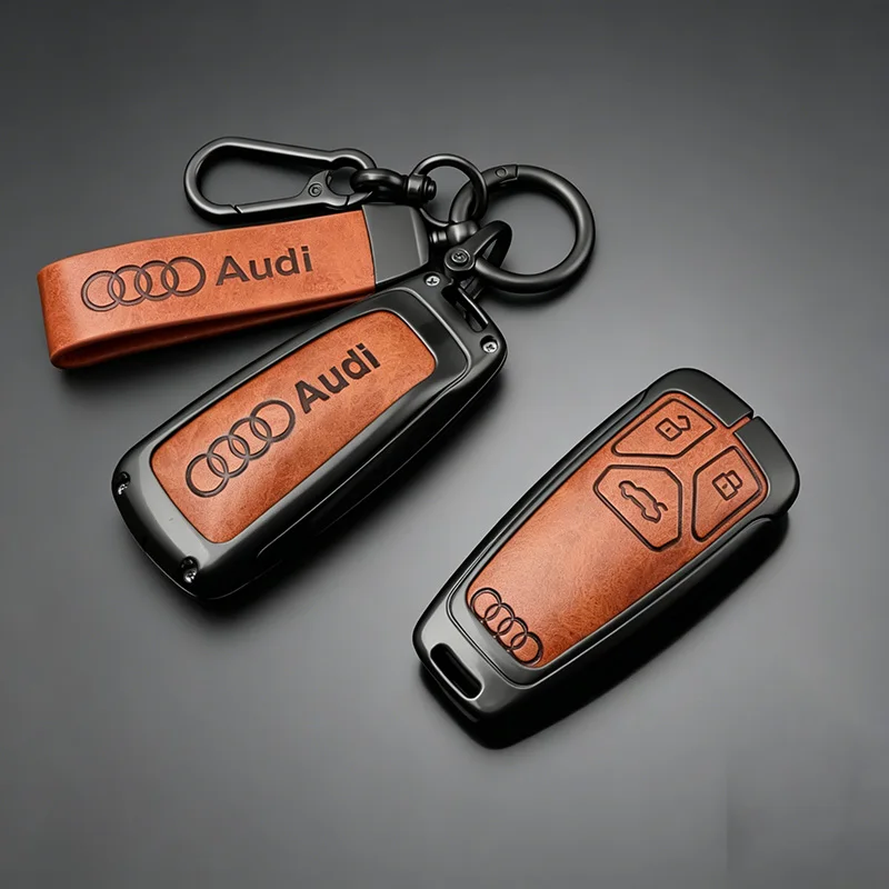 

Alloy Car Shell Key Case Cover leather Protection Shell For Audi A3 A4 A4L B5 B6 B7 B8 A5 A6 A6L C5 C6 S5 S7 RS3 Q3 Q5 sticker