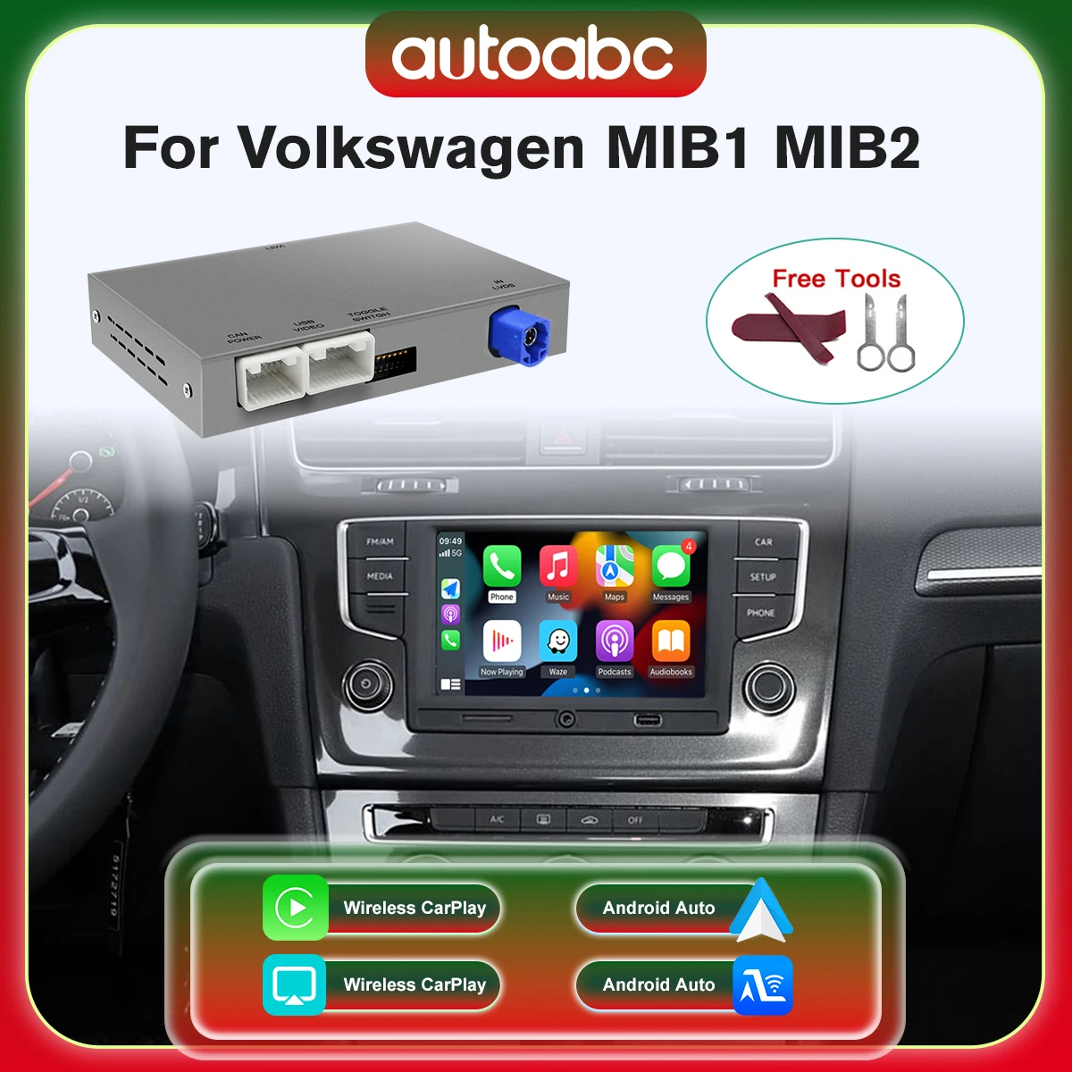 Drahtloses Carplay Android-Automodul für VW Volkswagen Skoda Octavia A5 Golf7 Polo Passat B8 Mirror Link MIB MIB2 Box