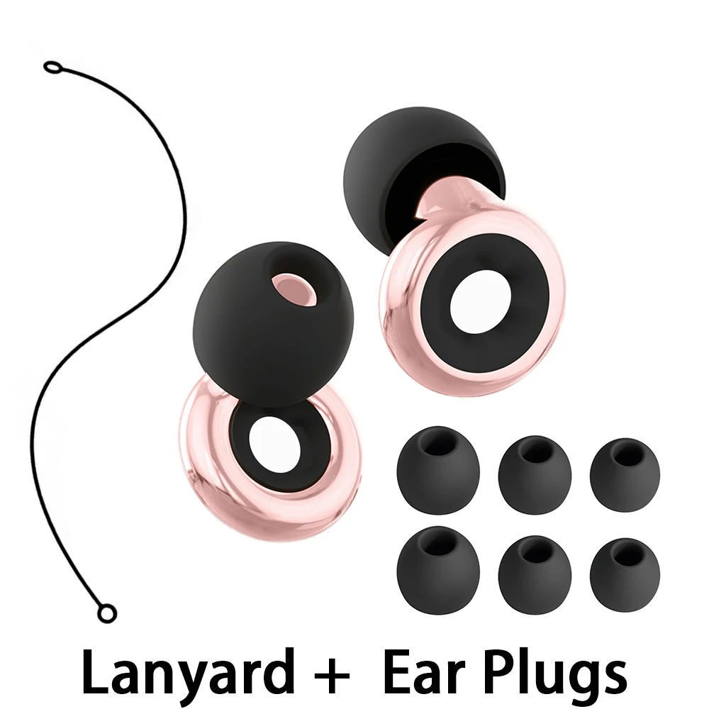 HUAK plus Ear Plugs with Silicone Lanyard 4 Size Ear Tips in XS/S/M/L High Fidelity Reusable for Concerts And Festivals