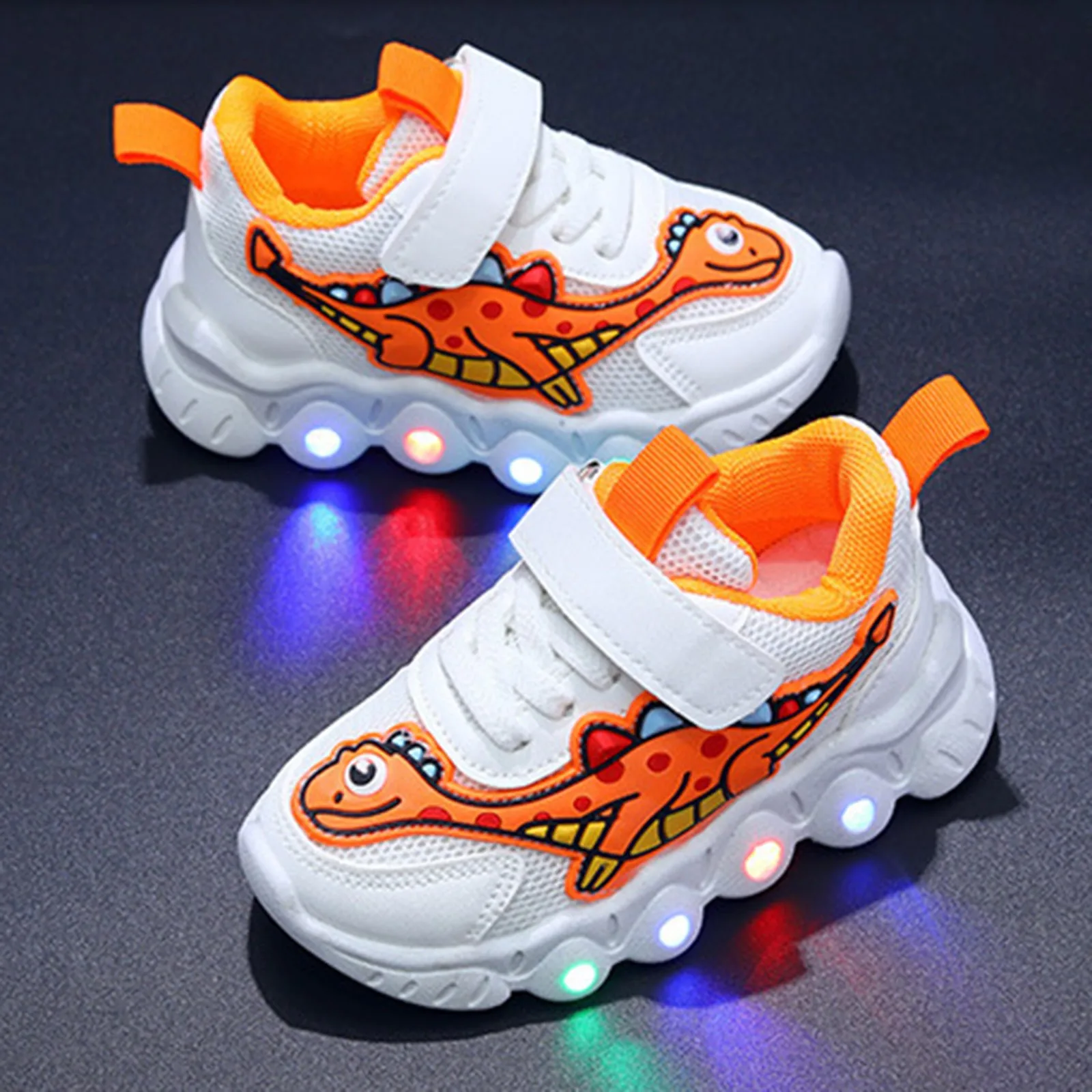 New Cartoon Boys Dinosaur Sports Shoes Girls Mesh Breathable Shoes Small And Medium Sized Children Baby Light Four Seasons Wear