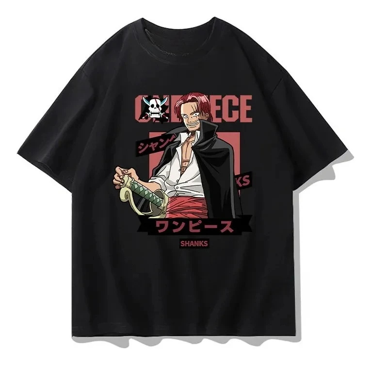 2026 Summer One Piece Retro Cosplay T-shirt Men's Oversize Casual Cotton Printed Short-sleeved Unisex Children's Sports Shirt