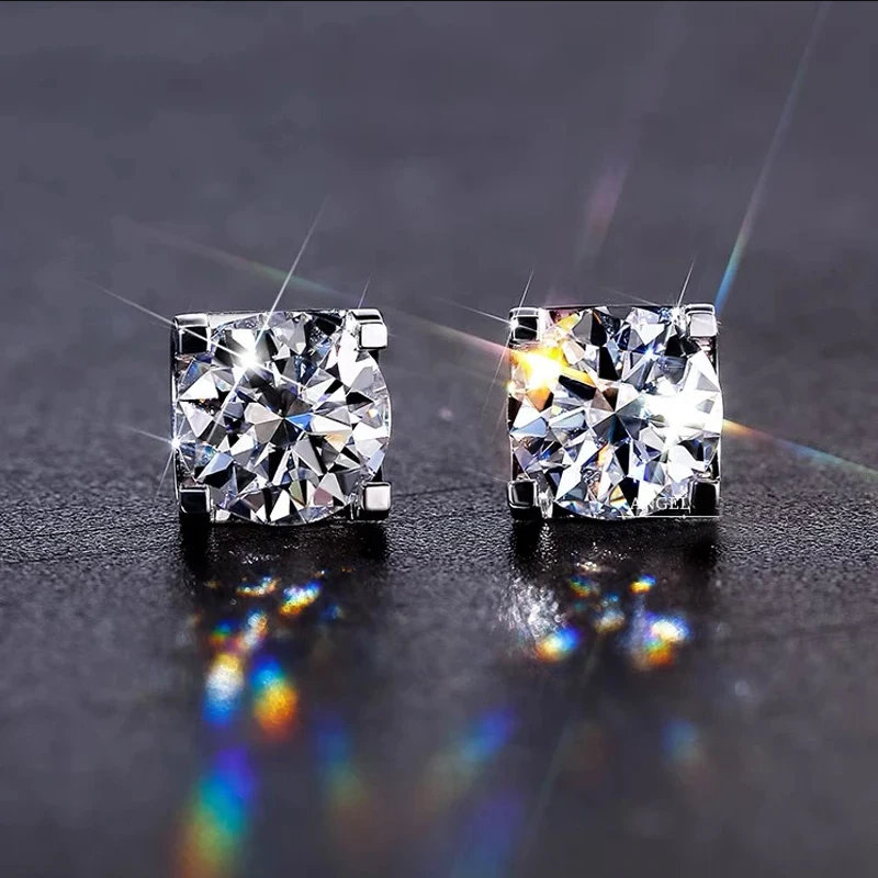 100% Moissanite Diamond Stud Earrings 18K White Gold Silver Plated Flower Earrings Women's Bright Moissanite Party Jewelry