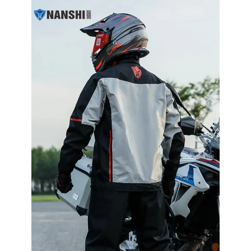 1 Set Raincoat and Rain Pants Set Split Fashion Reflective Raincoat Men's Motorcycle Takeaway Riding Raincoat Rain Jacket