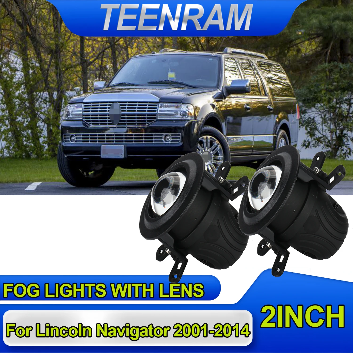 2inch Car Projector Lens Fog Light CSP Chip Yellow White Light Fog Light 12V Waterproof Bi Led For 2001-2014 Lincoln Navigator
