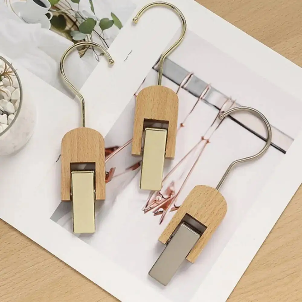 5 Stück Holz-S-Haken Kleiderständer Kleidung Hosen Schal Clips – Detail 4