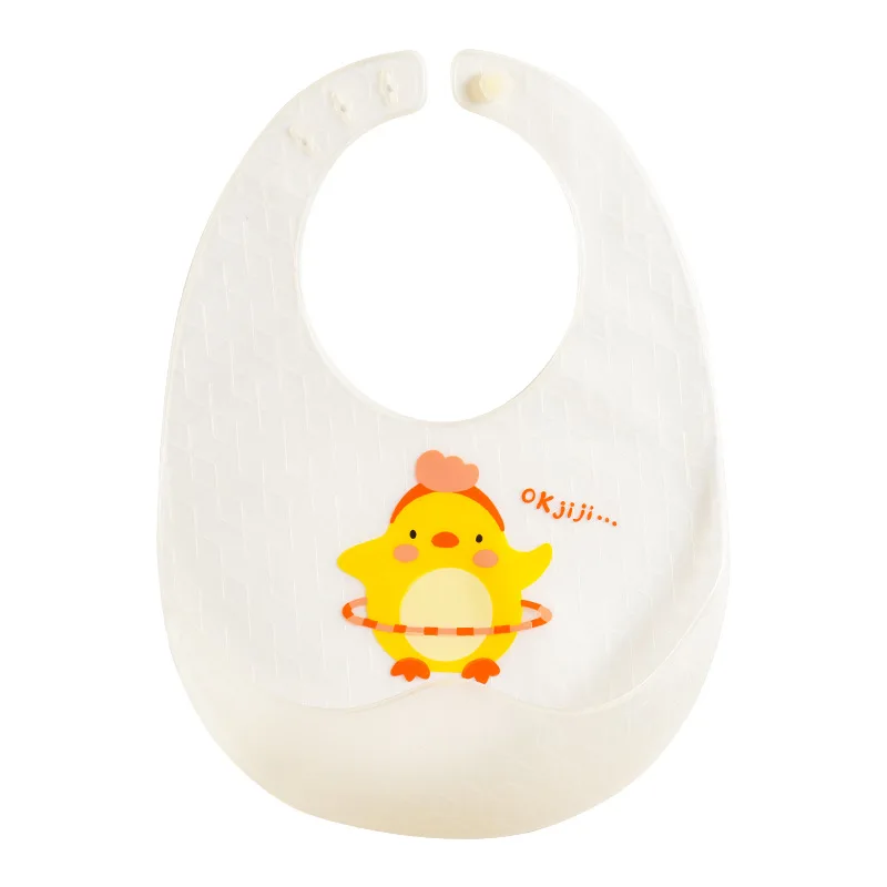 New Cartoon Silicone Waterproof  Baby Bib Newborn To Feeding Children 3D Stereoscopic Adjustable Snap Button Soft and Wash Free