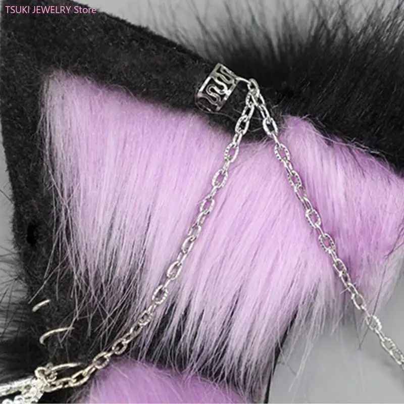 62Ke Cartoon Stirnband Katze Füchse Ohren Form Haar Hoop Plüsch Carnivals Party Kopfstück Cosplay Party Kostüm Requisiten Unisex – Detail 5