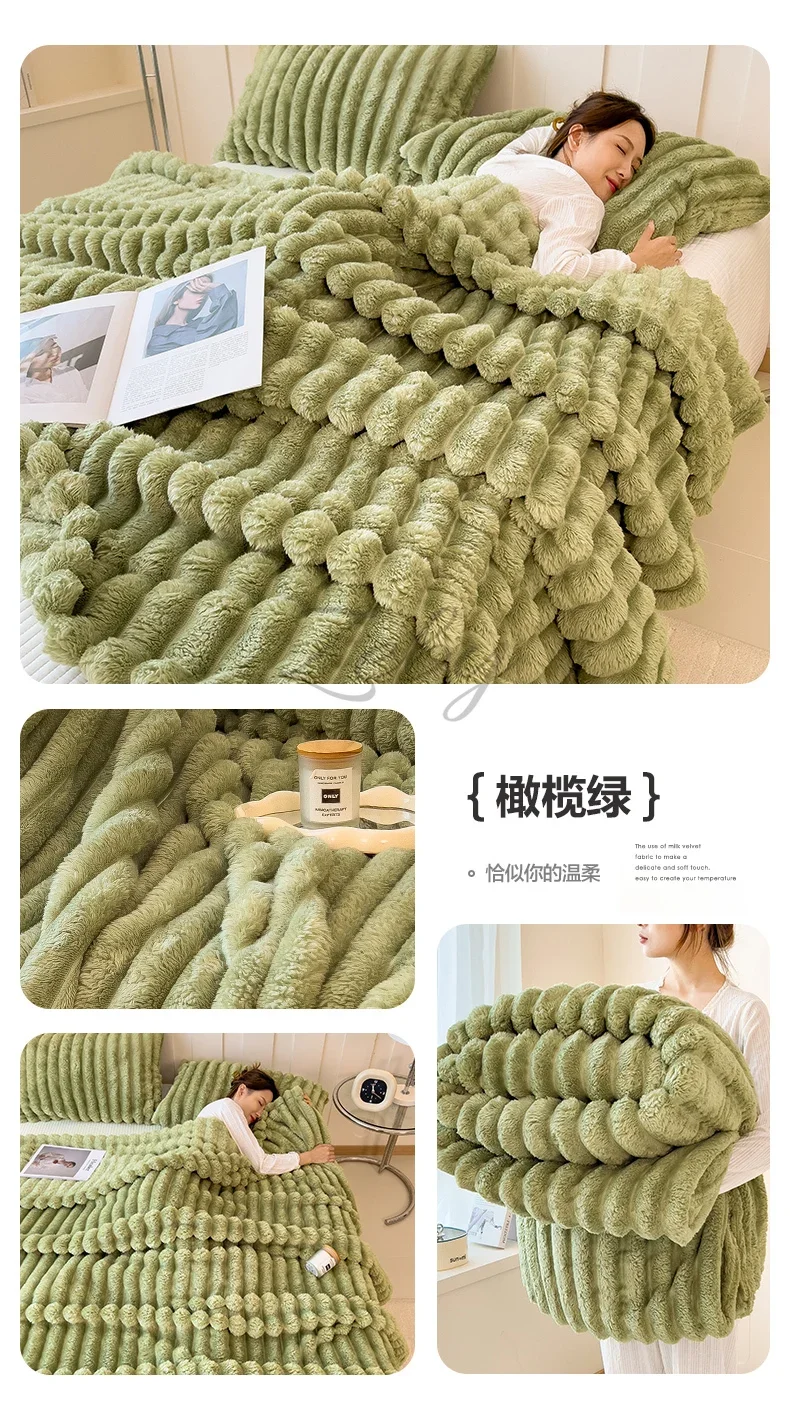 Neue Künstliche Kaninchen-Plüschdecke für den Frühling, Warme Komfortable Sofadecke, Verdickte Warme Multifunktionale Wohndecke für den Herbst – Detail 24