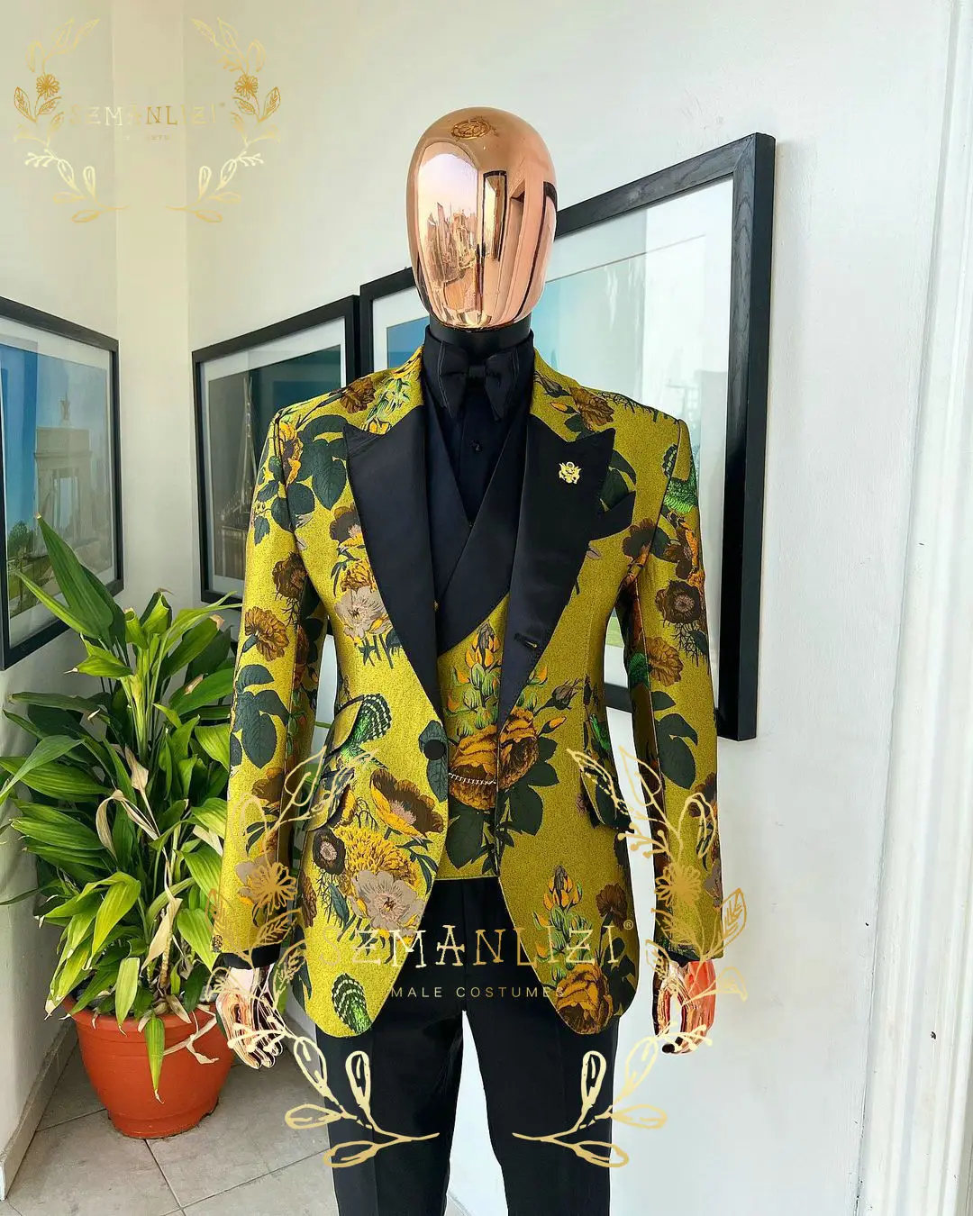 Latest Designs Floral Party Blazer Sets Men Suits Costume Homme Groom Tuxedos Wedding Suits For Men Terno Masculino 3 Pieces