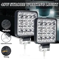 1PCS 16LED Mini Work Light Running Lights Bar for Off Road Jeep Car Motorcycle SUV ATVS Potlight 12V White Car Accessories