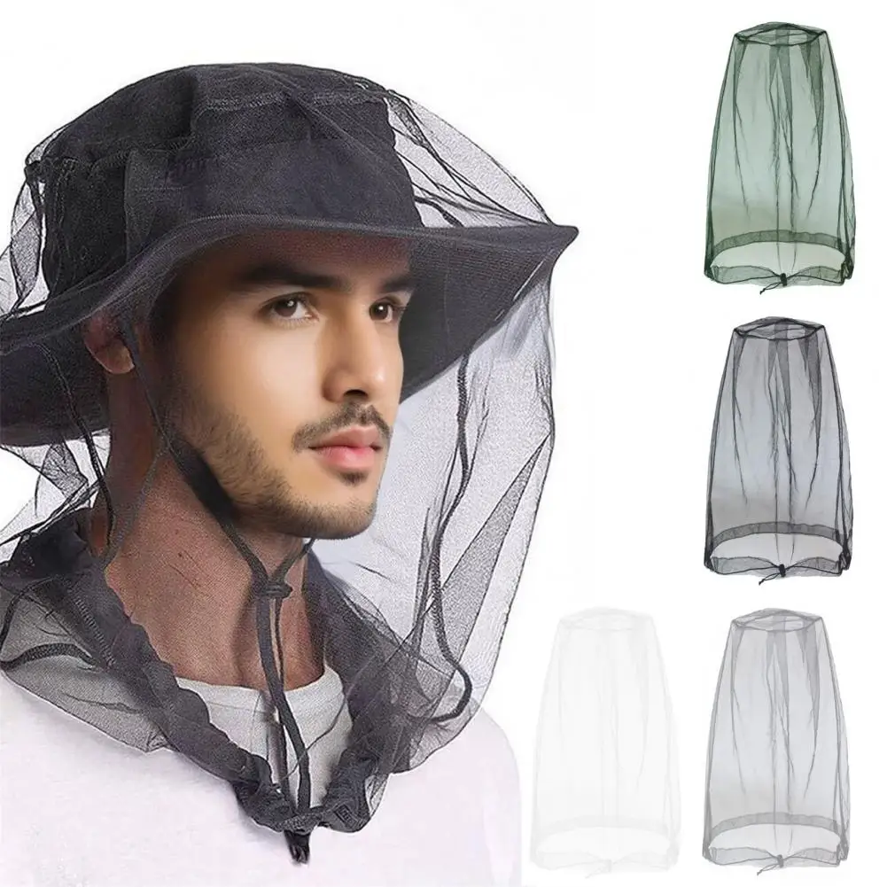 Mosquito Head Net Fine Mesh Face Netting with Drawstring for Hats Face Shield for Men Women Protection from Midges Insects Gnats