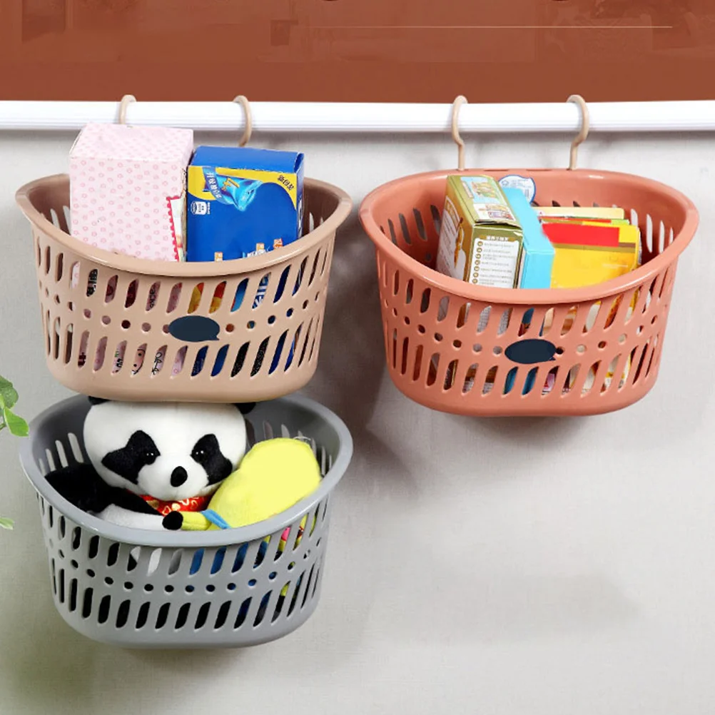 

Punch-free Storage Basket Organizers Wire Shower Organiser Hanging Kitchen Bathroom Items Clear