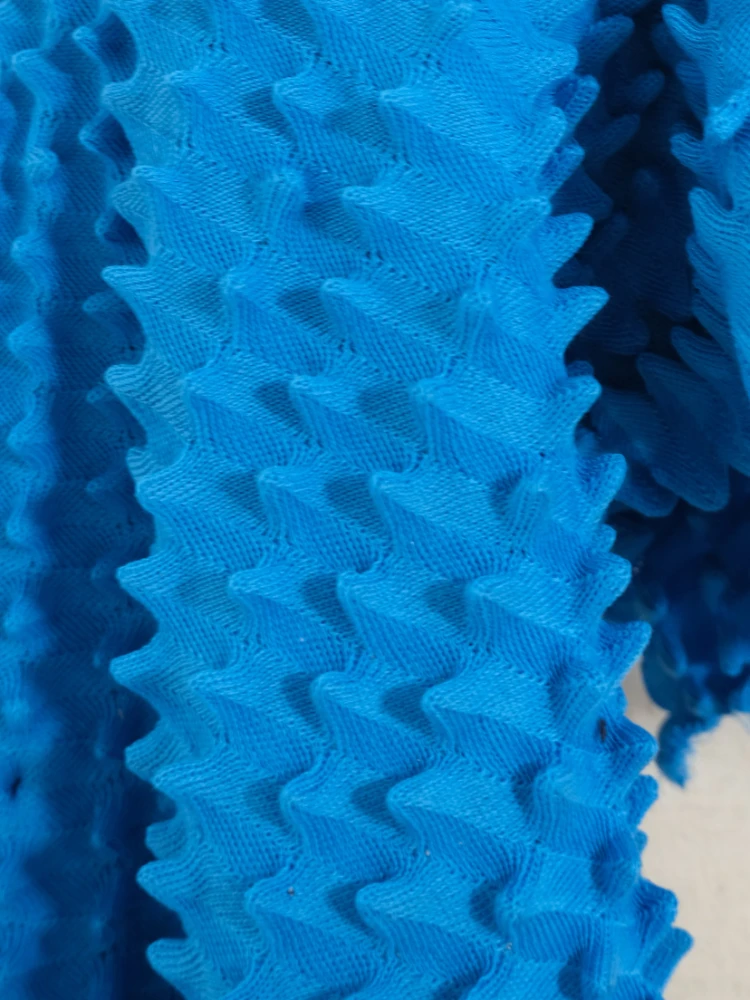 Blue Pineapple Hedgehog Jacquard Stereo Knitted Fabric Creative Fashion Designer Fabric