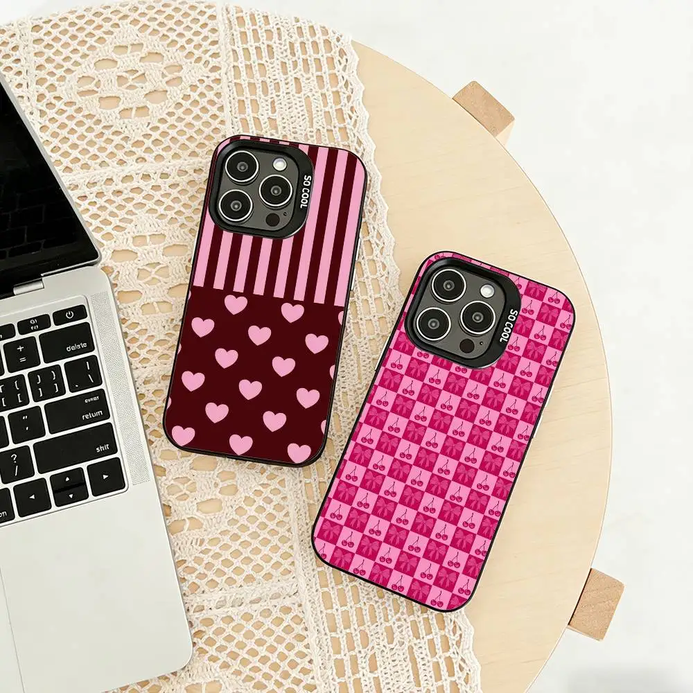 

Luxury Ins B-Brown Red p-Polka Dots Phone Case For iPhone 17,16,15,14,13,12,11 Plus,Pro Max,XS,Colored silver phone case