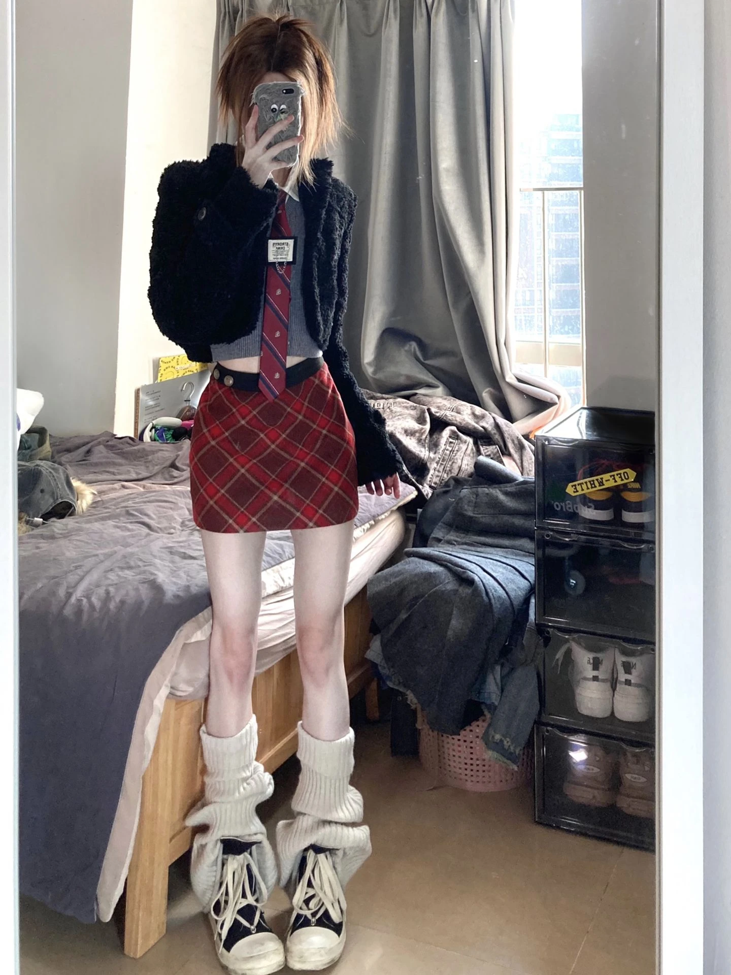 

Красная клетчатая шерстяная юбка с высокой талией, женская винтажная короткая юбка А-силуэта, облегающая, в стиле Cisas Sweet And Spicy, больших размеров