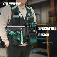 GREENER Pro Tool Vest - Breathable Adjustable with Drill Storage, Electrician Tool Organizer Bag for Workwear