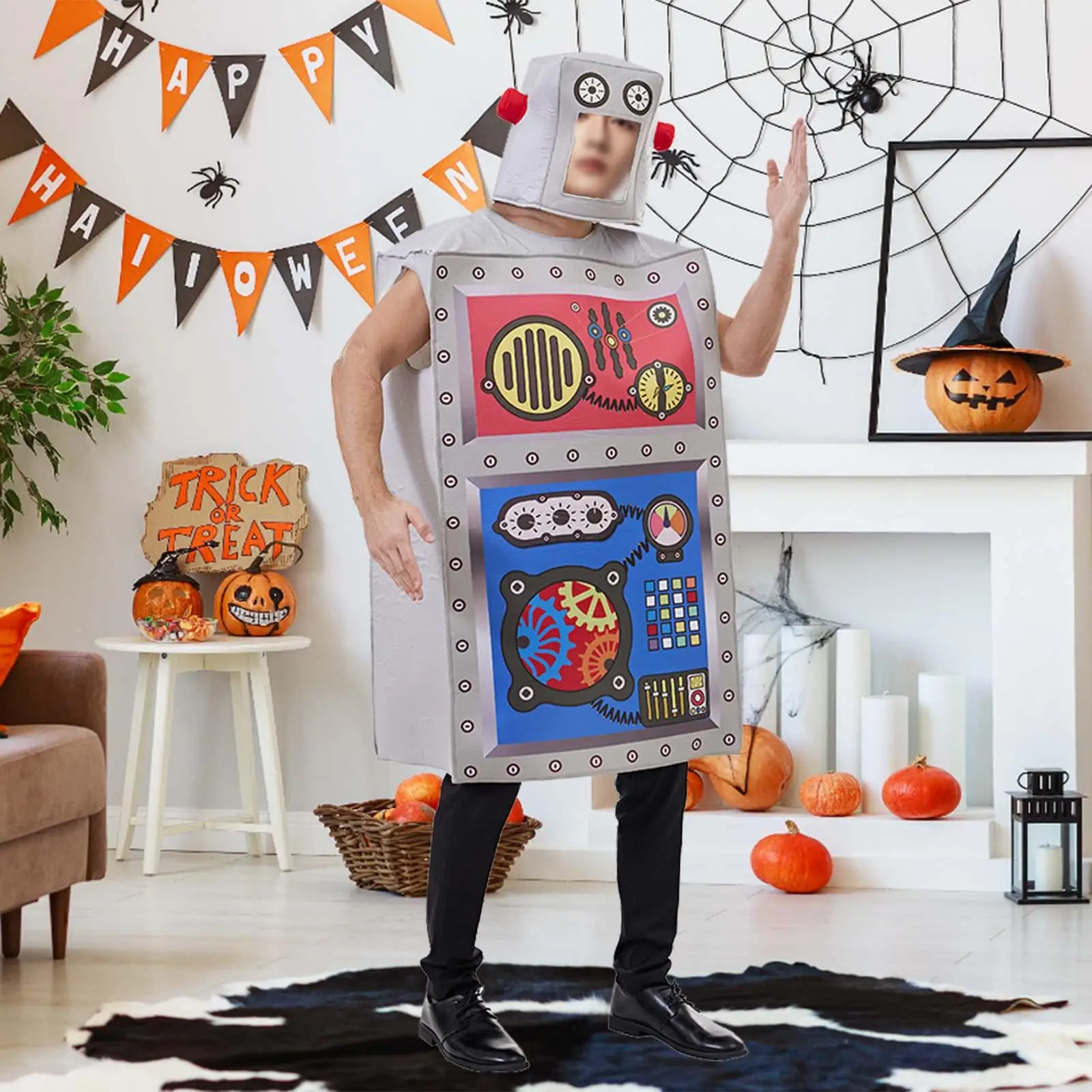 Disfraz de Robot encantador, vestido de fantasía, Disfraces de Halloween con sombrero para vacaciones, Carnaval, mascarada, actuación en escenario, suministros para fiestas