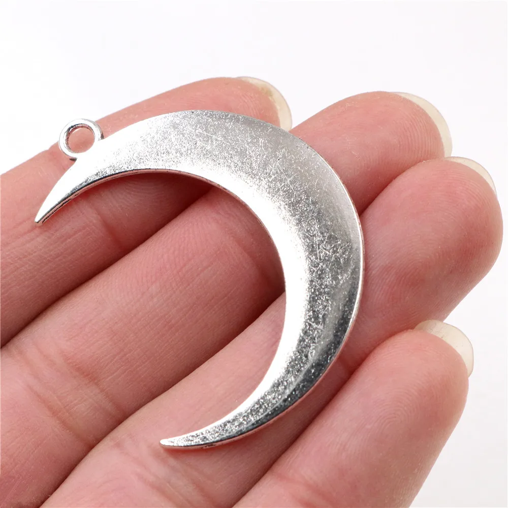 44x32mm 5 sztuk Antique Silver Plated księżyc ręcznie Charms wisiorek: DIY dla bransoletki necklace-Q4-16