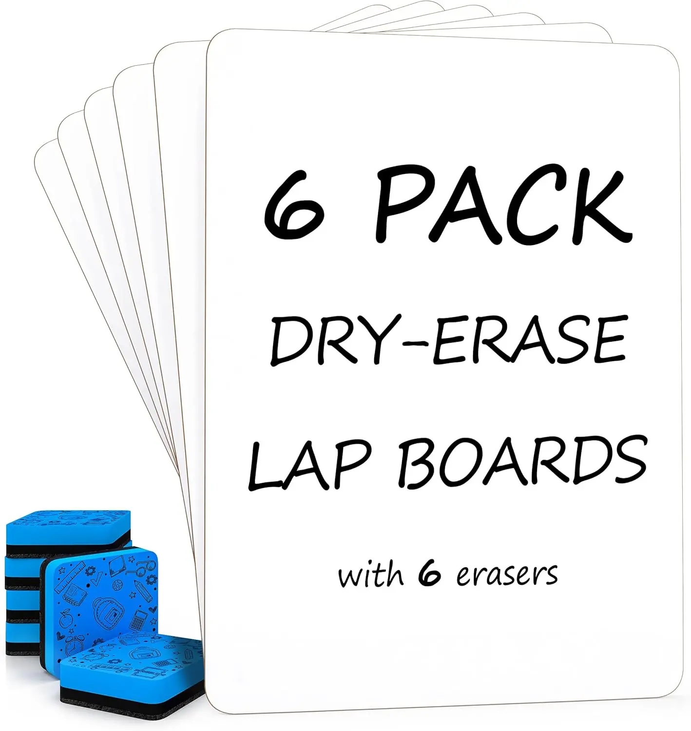 

Small Dry Erase Boards for Students, 6 Pack Double Sided White Boards with Erasers, Classroom and Home Learning Tools for Kids