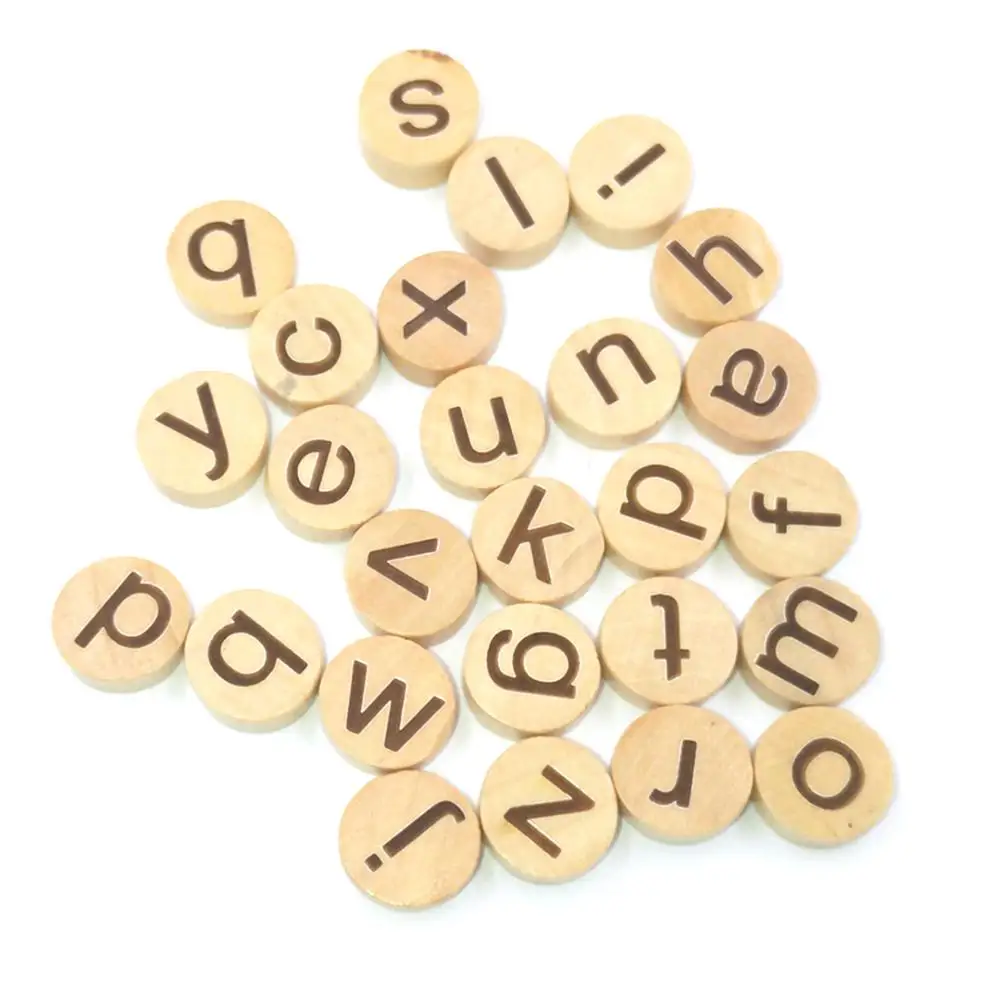78 Pcs Chip Child Ornaments for Kids Greeting Bamboo Alphabet Wooden Letter Slices