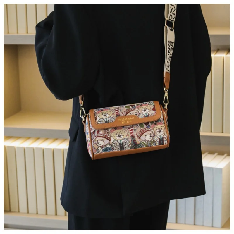 New Trendy Unique Design Cartoon Bear Single Shoulder Bag Chic Crossbody Bag Original Women's Shoulder Bag Purses and Handbags view 6