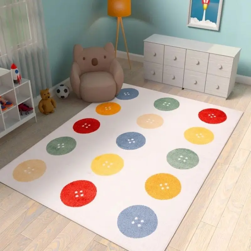 

Colored Hairy Nursery Play Mat For Children,Cute Button Fluffy Carpet For Living Room,Plush Bedroom Rug For Kids,Soft Baby Mats