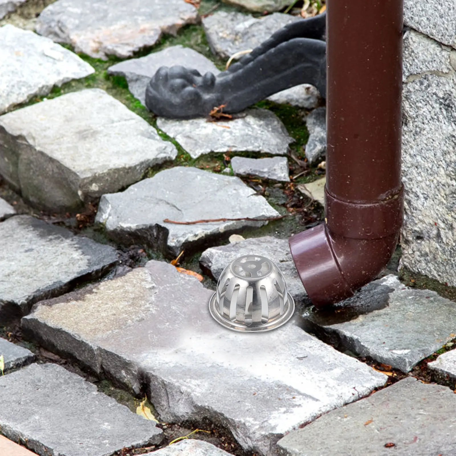 

Stainless Steel Ladder Gutter Guard Strainer Downspout Drain Leaf Protection Silver Durable RustProof PracticalUse