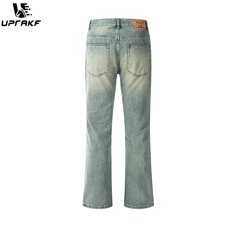 UPRAKF Ripped Jeans Summer Streetwear Basic Pants Fashion High Street Casual Denim Fit Blue Autumn