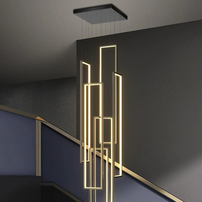 AiPaiTe modern LED living room villa chandelier white/black/gold duplex staircase apartment decorative chandelier