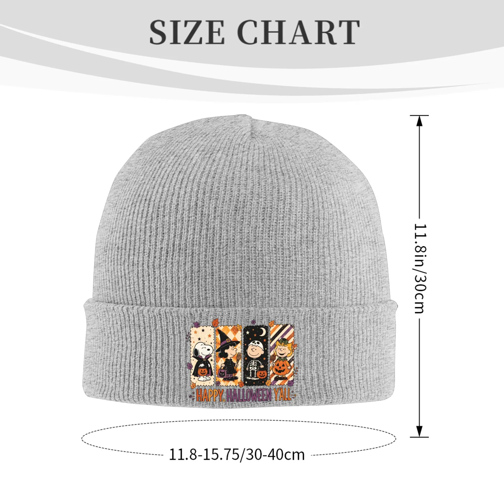 snoopyes halloween pumpkin Trick or treat Knit Cuff Beanie Skull Hats For Men Women  Warm Winter Skullies Knitted Caps