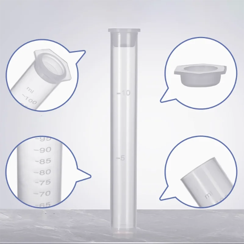 

Plastic colorimetric tube with cover 10ml25ml50ml100ml PP material polypropylene flat bottom with scale line colorimetric tube