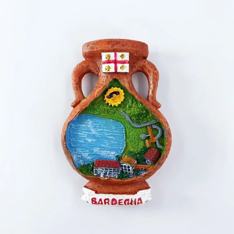 

Handmade Painted Italian Sardinia Vase 3D Fridge Magnets Tourism Souvenirs Refrigerator Magnetic Stickers