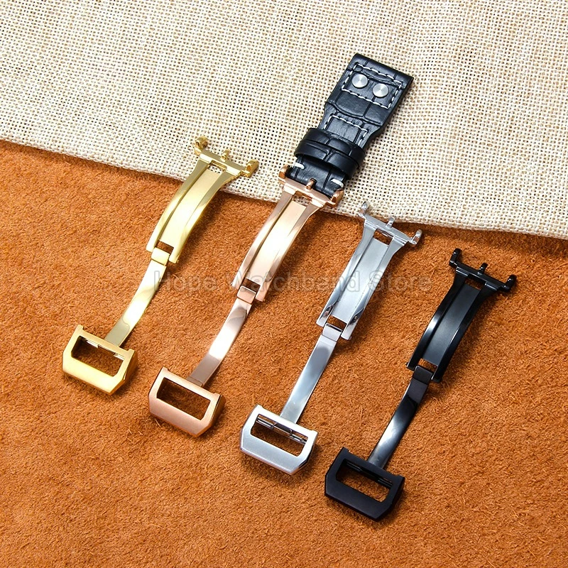 สายนาฬิกาหนังวัวแท้สีดำน้ำตาล ขนาด 20 21 22 มม. สำหรับนาฬิกา IWC Pilot's Portofino Spitfire ดีไซน์ตกแต่งหมุดยึดแบบเรียบ