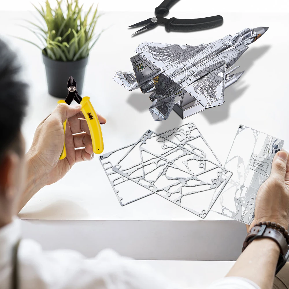 Piececool 3D โลหะปริศนา F-15 Fighter ประกอบชุดสําหรับผู้ใหญ่ DIY Fighter เครื่องบินจิ๊กซอว์สําหรับคอลเลกชันของขวัญวันเกิด