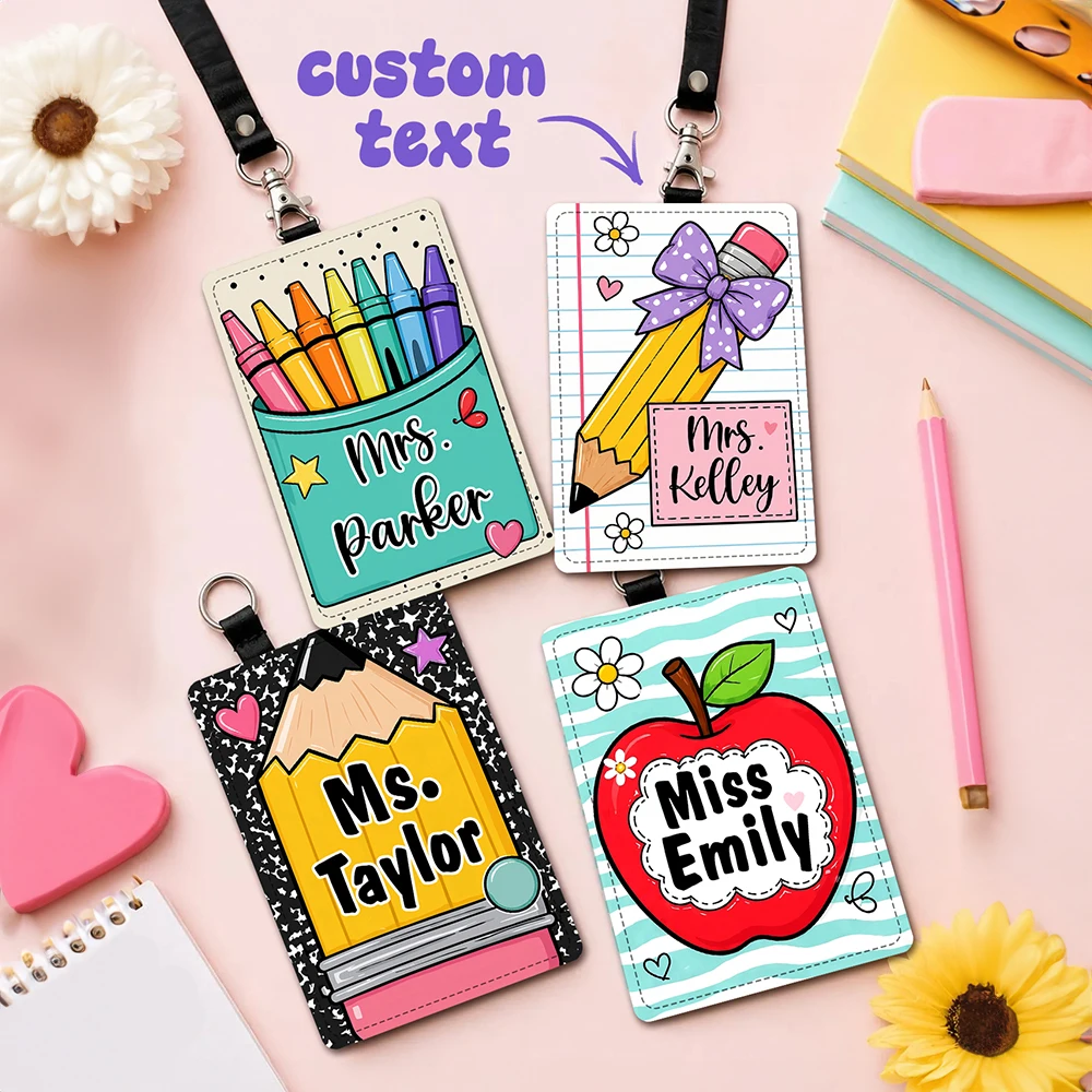 Lanyard Badge Holder - Custom Text Teacher ID Badge Holder,Personalized