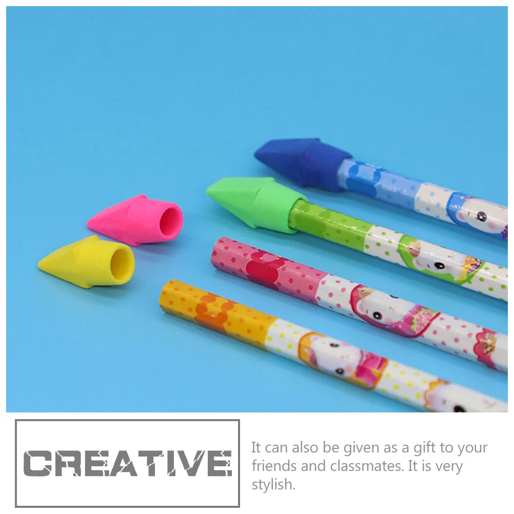 50Pcs Caps Erasers Decorative Pencil Eraser Caps Pencil Protective Covers Stationery Supplies for School