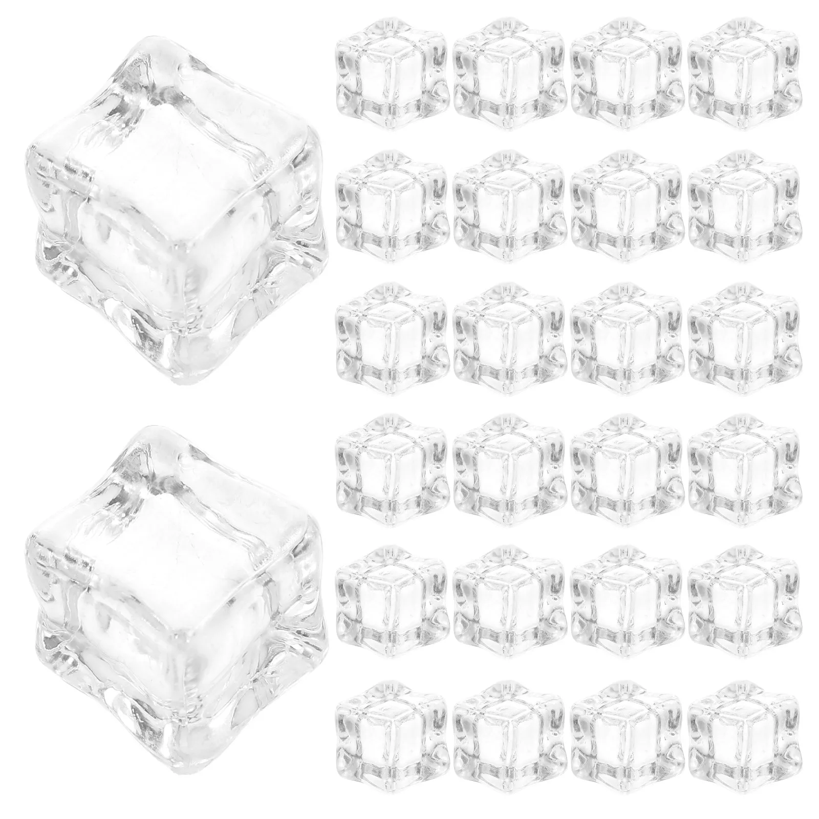 100Pcs Simulated Ice Cubes 18Mm Clear Acrylic Faux Ice Rocks for Vase Fillers Centerpieces Table Decor Photography Props Crystal