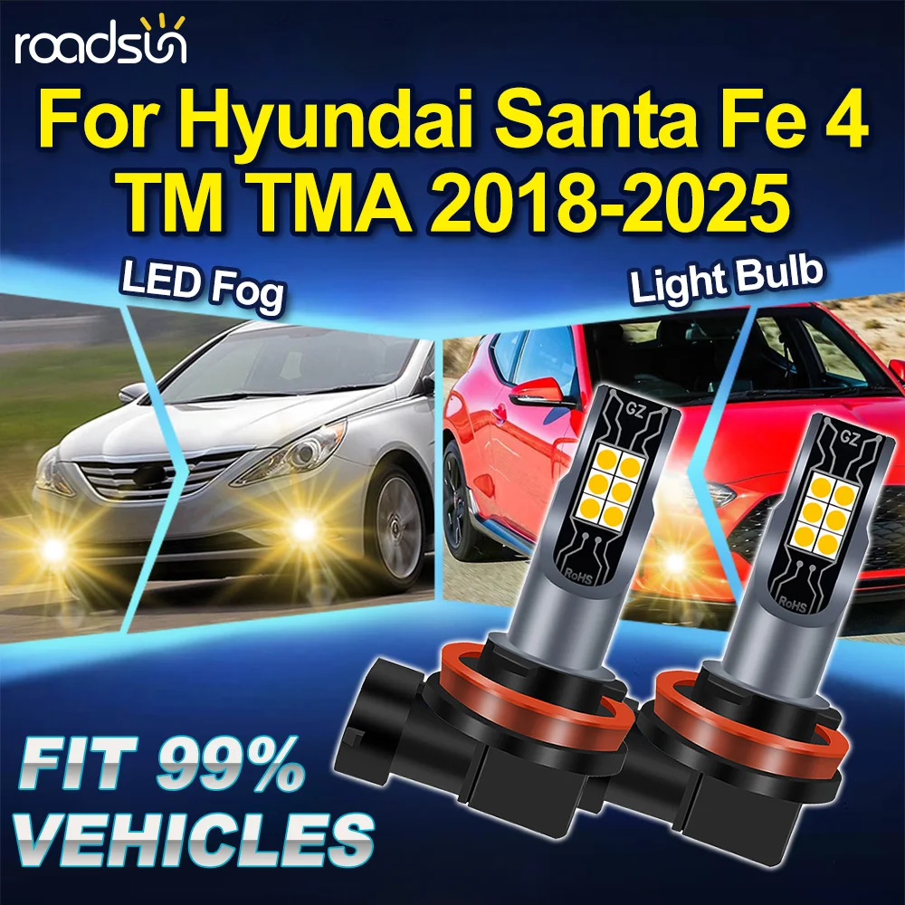 

2 шт. золотисто-желтые светодиодные лампы противотуманных фар Canbus для Hyundai Santa Fe 4 TM TMA 2018-2025