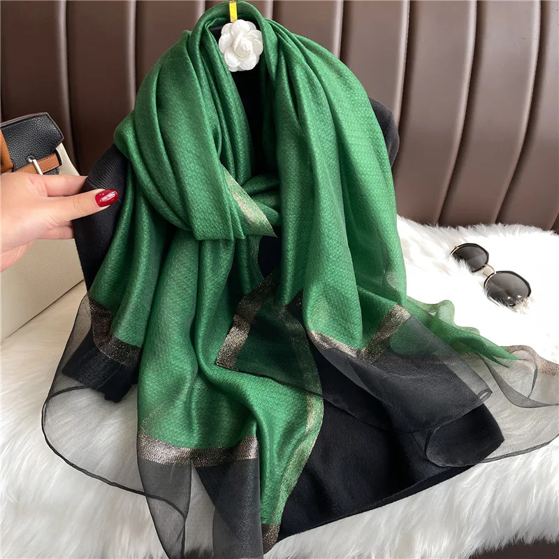 Modischer Luxus Einfarbiger Langer Seidenschal für Damen Weicher Glatter Schal Kopftuch Hijab Outdoor-Schal Langer Umhang Strandtuch – Detail 31