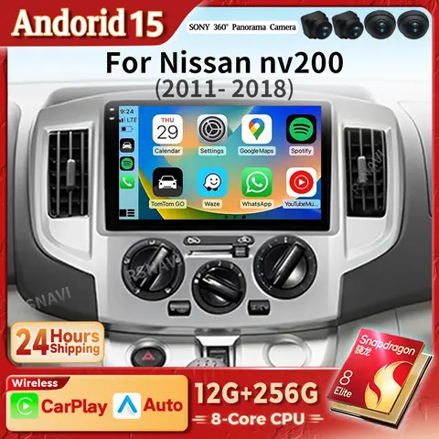 퀄컴 스냅드래곤 안드로이드 15 카플레이 오토 카 라디오 2K QLED 스크린 내비게이션 BT 플레이어 닛산 NV200 2011 2015 2016 - 2018용