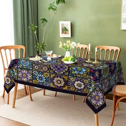 Bohemian Mandala Flower Stain Resistant Tablecloth Birthday Party Decoration Waterproof Rectangular Polyester Home Decor