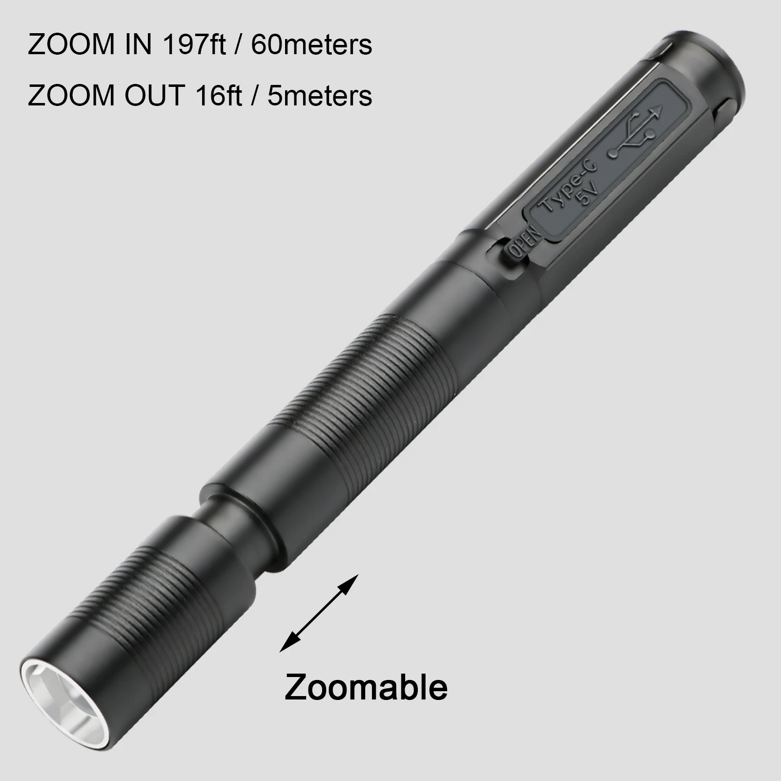 USB Rechargeable Mini Flashlights Clip Pocket Medical Penlight Waterproof Zoomable LED Torch Light