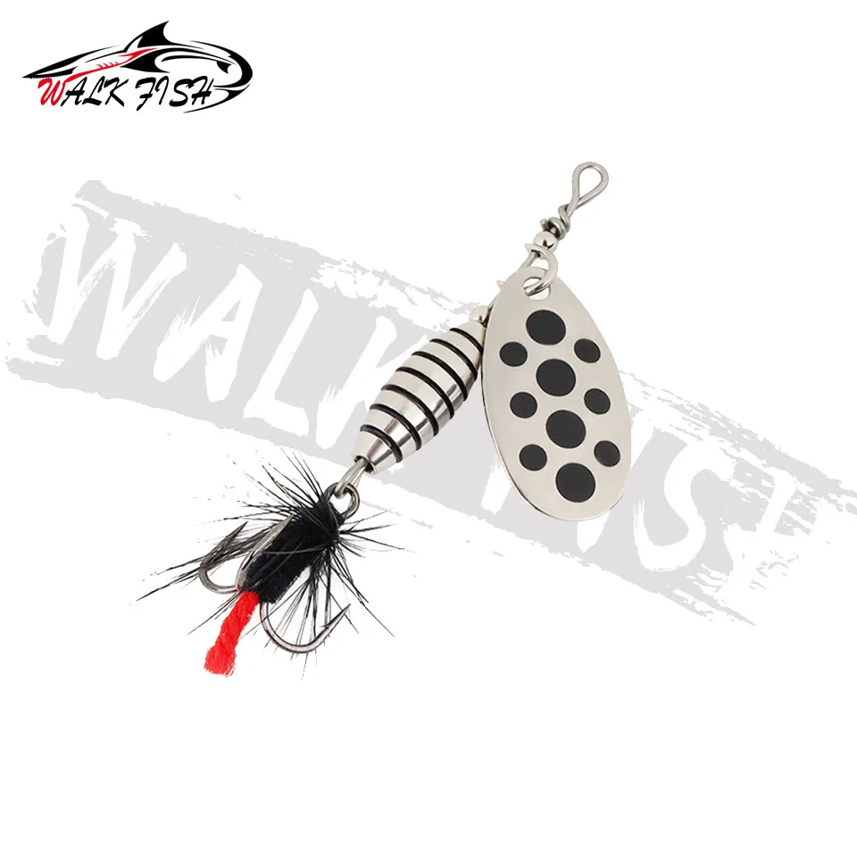 WALK FISH 낚시 미끼 회전 스팽글 스푼 스피너, 황동 고탄소강 후크, 워블러 베이스 페스카, 3.7g, 5.3g, 8.2g, 10.5g