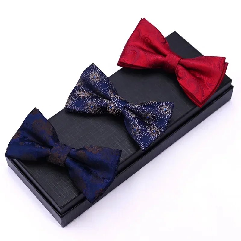 New thread cashew flower firework floral bow tie Men's jacquard yarn-dyed silk mulberry good silk bow tie