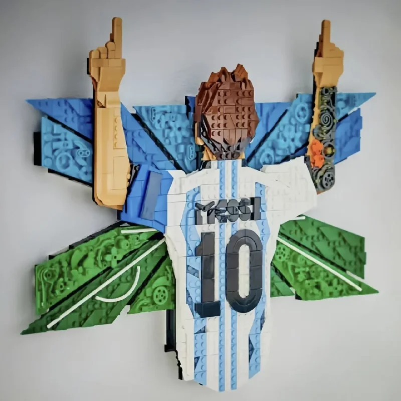 2026 New In Football Star No.10 Jersey Celebration Building Blocks Model, DIY Assemble Sports Figure Toy Holiday Birthday Gifts