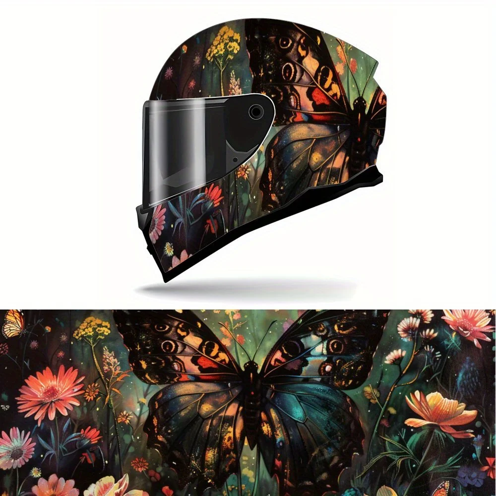 

Magic Forest Butterfly Print Full Helmet Wrap Sticker Motorcycle Helmet Racing Graphic Decal Vinyl Wrap Helmet Decorative Sticke