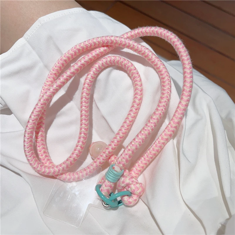 Korea Cute Color Weave Phone Strap Crossbody Lanyard Stylish Sport Lanyard Long Phone Rope Pendant For iPhone Camera Strap Chain