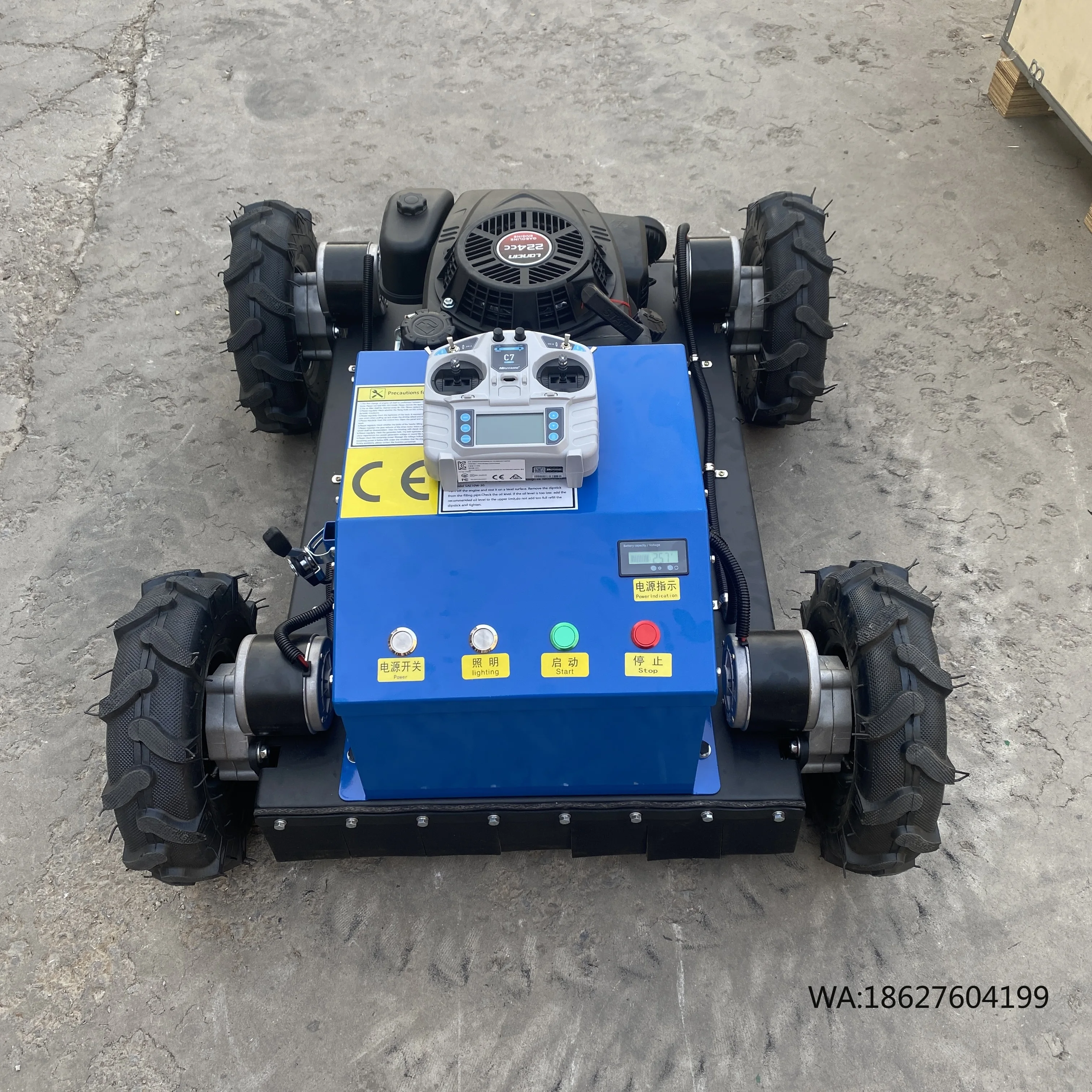 

Grass Cutting Machine for Hillside Use Model Remote Control Lawn Mower with 4-Stroke Engine High Efficiency