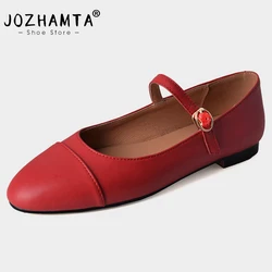 JOZHAMTA Size 34-48 Women Casual Ballet Flats Soft real leather Low Heels Shoes 2025 Ins Spring Daily Office Dress Shoes