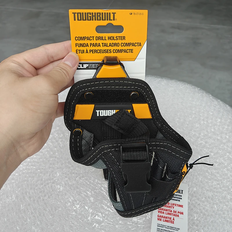 TOUGHBUILT TB-CT-20-S Professional Cordless Drill Holster ClipTech Quick Attach Heavy Duty Compact Drill Holder with Tool Pocket